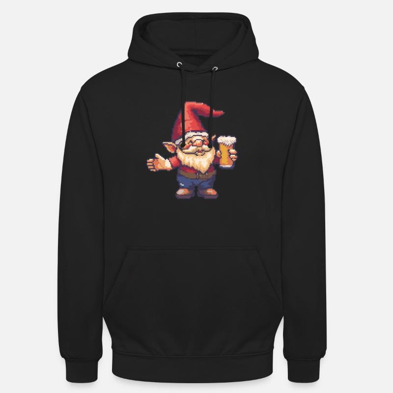 Nain de jardin Pixel Bière - Sweat-shirt à capuche unisexe - noir