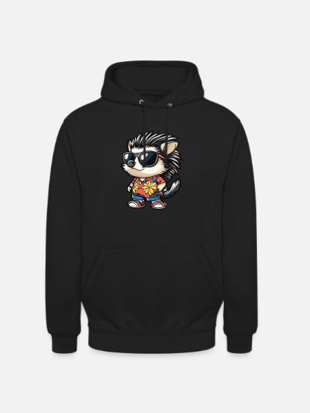 Hedgehog Comic Funny Summer - Unisex Hoodie - black