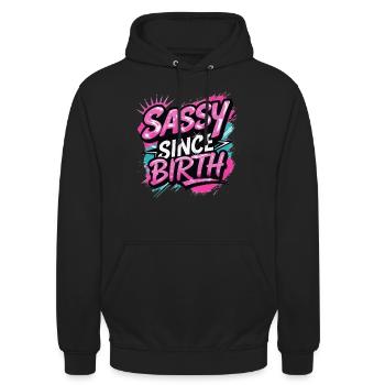 Insolent depuis la naissance - Sweat-shirt à capuche unisexe - noir - Devant - Alina (178cm) & Michal (187cm)