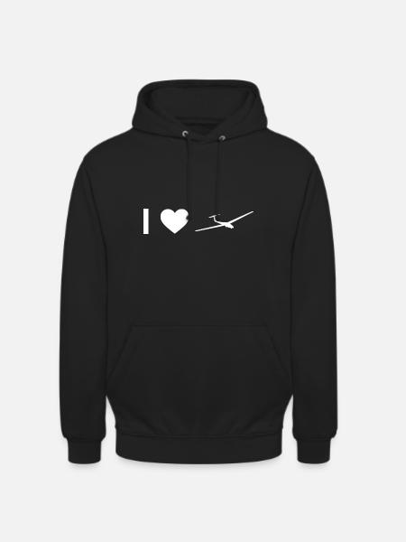 I heart and glider - - Unisex Hoodie - black