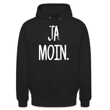 Moin Moin, Lustiges Ja Moin Hamburg Hafen Geschenk - Unisex Hoodie - Schwarz - Vorne - Alina (178cm) & Michal (187cm)