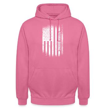 Scuba Diver Drapeau Us Plongée sous-marine - Sweat-shirt à capuche unisexe - rose - Devant - Alina (178cm) & Michal (187cm)