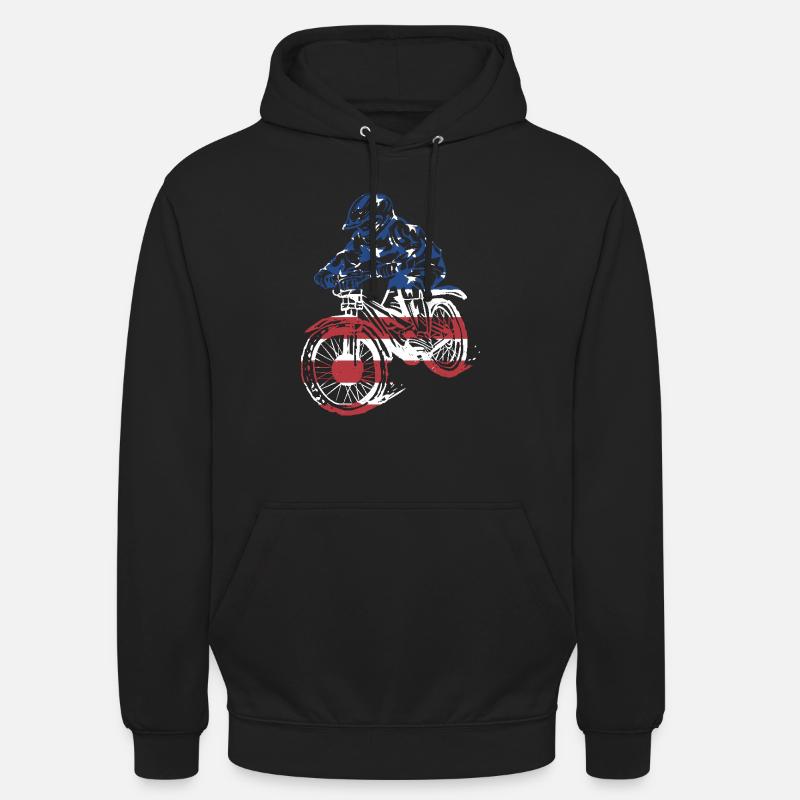 Motard Drapeau Us VTT - Sweat-shirt à capuche unisexe - noir