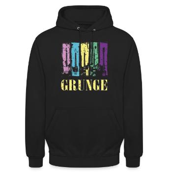Grunge-Gitarre Farbe Pop Rock Vintage-Stil - Unisex Hoodie - Schwarz - Vorne - Alina (178cm) & Michal (187cm)