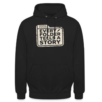 Every Folder Tells a Story - Unisex Hoodie - black - Front - Alina (178cm) & Michal (187cm)