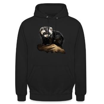Iltis Tier Wald Natur - Unisex Hoodie - Schwarz - Vorne - Alina (178cm) & Michal (187cm)