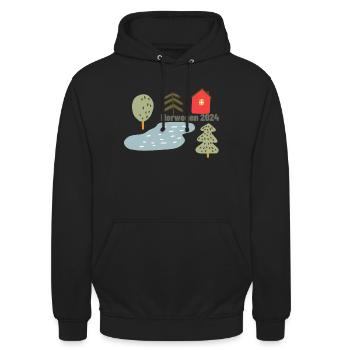 Norwegen 2024 - Unisex Hoodie - Schwarz - Vorne - Alina (178cm) & Michal (187cm)