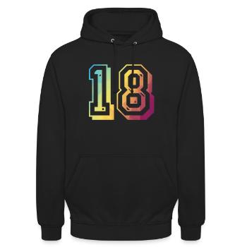 18 years birthday rainbow - Unisex Hoodie - black - Front - Alina (178cm) & Michal (187cm)