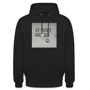 Ich möchte faul sein - Unisex Hoodie - Schwarz - Vorne - Alina (178cm) & Michal (187cm)