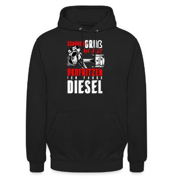 Dieselauto Dieselfan Diesel Anti Öko - Unisex Hoodie - Schwarz - Vorne - Alina (178cm) & Michal (187cm)