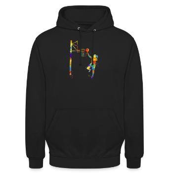 Basketballspieler Basketball Korb Team Sport Motiv - Unisex Hoodie - Schwarz - Vorne - Alina (178cm) & Michal (187cm)