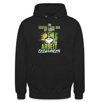 Zum Eisstock schießen geboren Stockschütze - Unisex Hoodie - Schwarz - Vorne - Alina (178cm) & Michal (187cm)