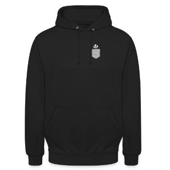 Dachs in der Brusttasche - Unisex Hoodie - Schwarz - Vorne - Alina (178cm) & Michal (187cm)