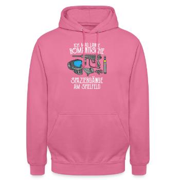 Paintball Spruch - Lange Romantische Spaziergänge - Unisex Hoodie - Pink - Vorne - Alina (178cm) & Michal (187cm)