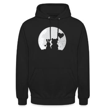Hase und Bär Liebespaar Hasi Bärli Paar Vollmond - Unisex Hoodie - Schwarz - Vorne - Alina (178cm) & Michal (187cm)
