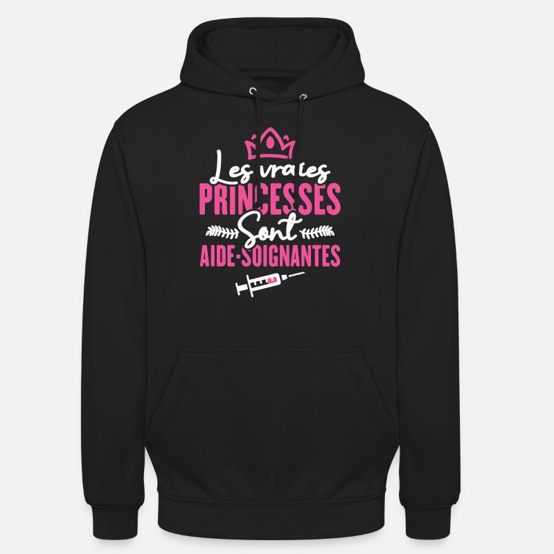 Les vraies princesses sont aide-soignantes - Sweat-shirt à capuche unisexe - noir