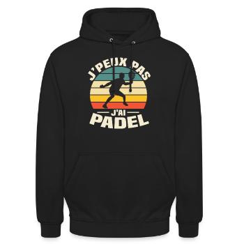 Je peux pas j ai padel - Sweat-shirt à capuche unisexe - noir - Devant - Alina (178cm) & Michal (187cm)