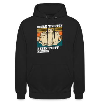 Bieraktivisten Heben statt Kleben - Unisex Hoodie - Schwarz - Vorne - Alina (178cm) & Michal (187cm)