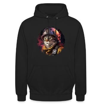 Chats de pompiers - Sweat-shirt à capuche unisexe - noir - Devant - Alina (178cm) & Michal (187cm)