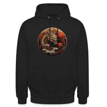 Dragon - T-Shirt - Unisex Hoodie - Schwarz - Vorne - Alina (178cm) & Michal (187cm)