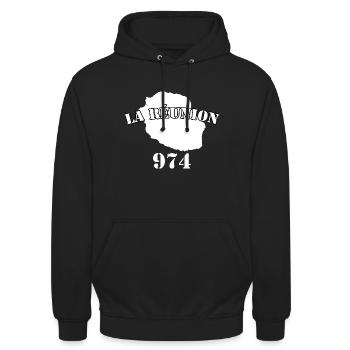 île la réunion 974 Cadeau - Sweat-shirt à capuche unisexe - noir - Devant - Alina (178cm) & Michal (187cm)