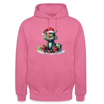 Katze Weihnachten Weihnachtselfe Geschenke Mütze - Unisex Hoodie - Pink - Vorne - Alina (178cm) & Michal (187cm)