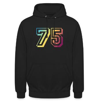 75 years birthday rainbow - Unisex Hoodie - black - Front - Alina (178cm) & Michal (187cm)