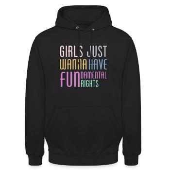 Girls just wanna have fundamental human rights - Unisex Hoodie - Schwarz - Vorne - Alina (178cm) & Michal (187cm)