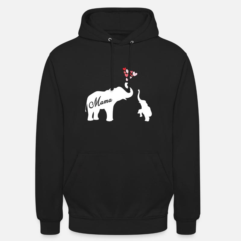 Maman Éléphant Mama - Sweat-shirt à capuche unisexe - noir