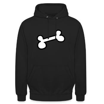 Chien dog bone Os de chien - Sweat-shirt à capuche unisexe - noir - Devant - Alina (178cm) & Michal (187cm)