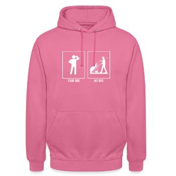 Ihr Vater - Mein Vater - Golftasche - Unisex Hoodie - Pink - Vorne - Alina (178cm) & Michal (187cm)