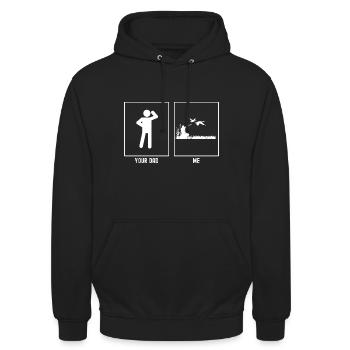 Your Father - Me - Duck Hunting - Unisex Hoodie - black - Front - Alina (178cm) & Michal (187cm)
