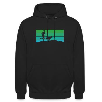 Canicross Geländelauf mit Hund Hundesport - Unisex Hoodie - Schwarz - Vorne - Alina (178cm) & Michal (187cm)