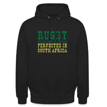Rugby Perfected In South Africa Rugby - Unisex Hoodie - Schwarz - Vorne - Alina (178cm) & Michal (187cm)