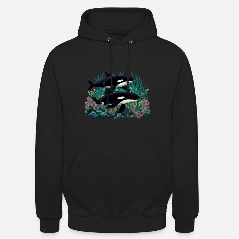 Orka Wal Killerwal Schwertwal - Unisex Hoodie - Schwarz