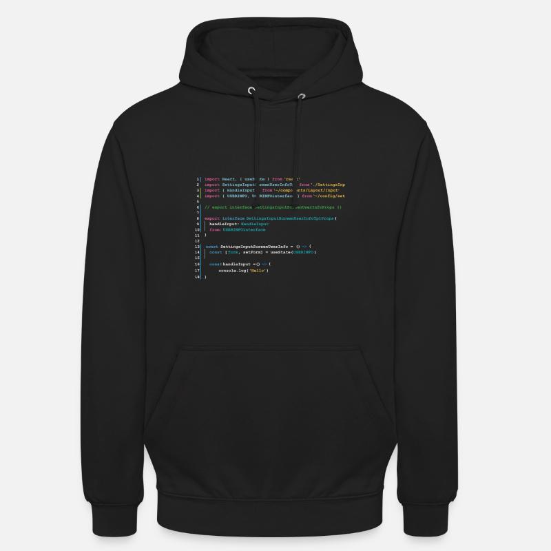 Programmers code in React Unisex Hoodie