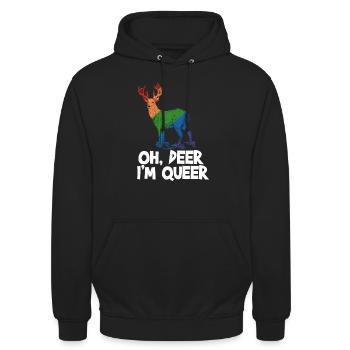 Oh Deer je suis queer - Sweat-shirt à capuche unisexe - noir - Devant - Alina (178cm) & Michal (187cm)