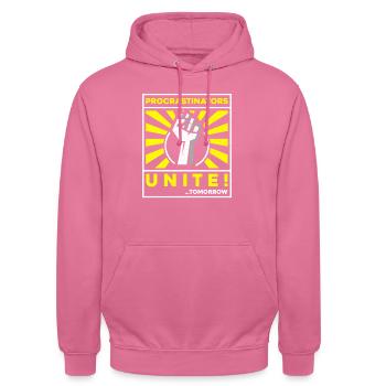 procrastinators unite tomorrow - Unisex Hoodie - pink - Front - Alina (178cm) & Michal (187cm)