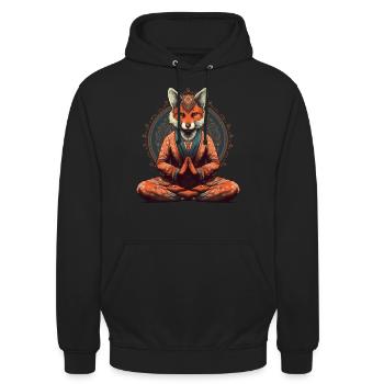 Yoga Meister Fuchs - Unisex Hoodie - Schwarz - Vorne - Alina (178cm) & Michal (187cm)