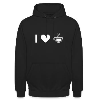 Ich Herz und Kaffee - - Unisex Hoodie - Schwarz - Vorne - Alina (178cm) & Michal (187cm)