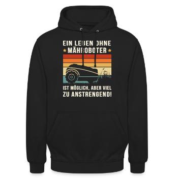 Rasenmäher-Roboter lustiger Spruch mit Mähroboter - Unisex Hoodie - Schwarz - Vorne - Alina (178cm) & Michal (187cm)