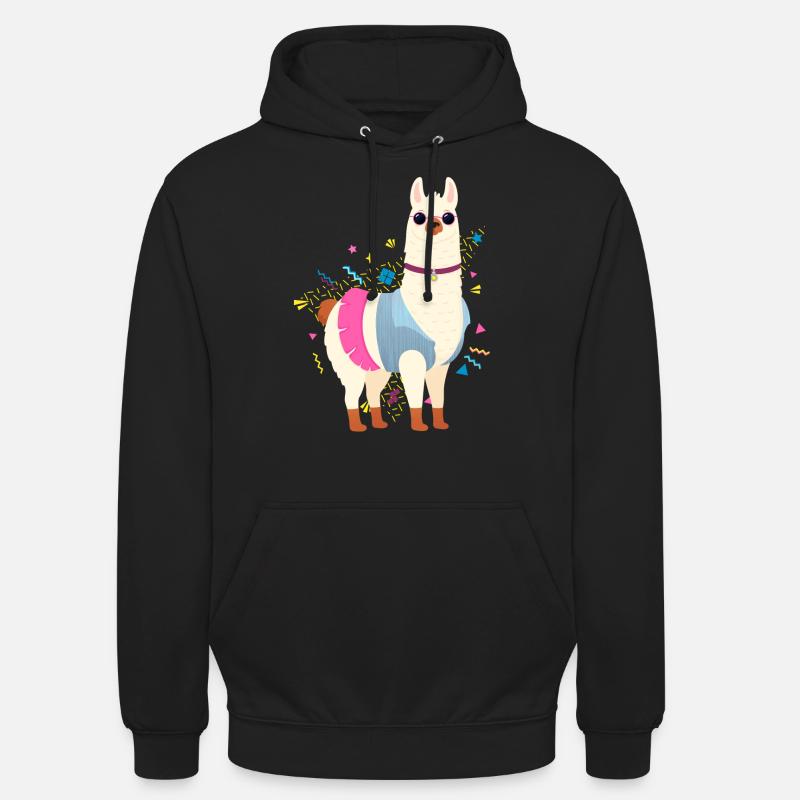 90s Style Llama - Sweat-shirt à capuche unisexe - noir