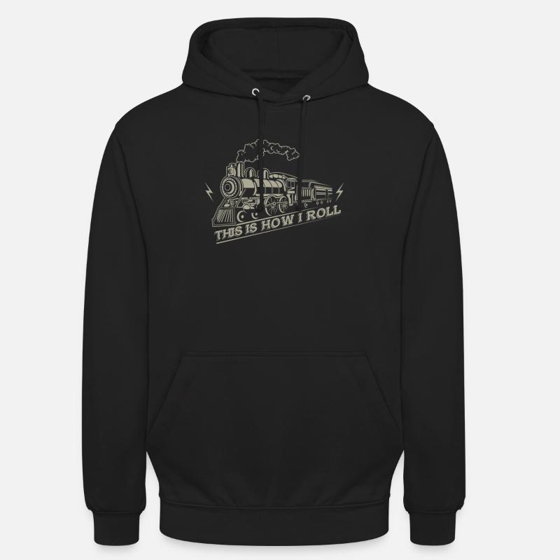 This is how i roll - railroad train - Unisex Hoodie - black