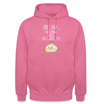 Zwiebel Gemüse Heulsuse Geschenkidee - Unisex Hoodie - Pink - Vorne - Alina (178cm) & Michal (187cm)