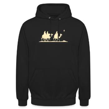 CrĂ¨che des Rois Mages - Sweat-shirt à capuche unisexe - noir - Devant - Alina (178cm) & Michal (187cm)