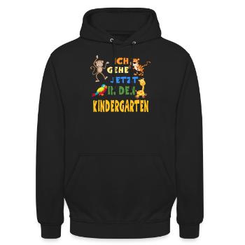 Jardin d'enfants zoo kita perroquet girafe singe - Sweat-shirt à capuche unisexe - noir - Devant - Alina (178cm) & Michal (187cm)