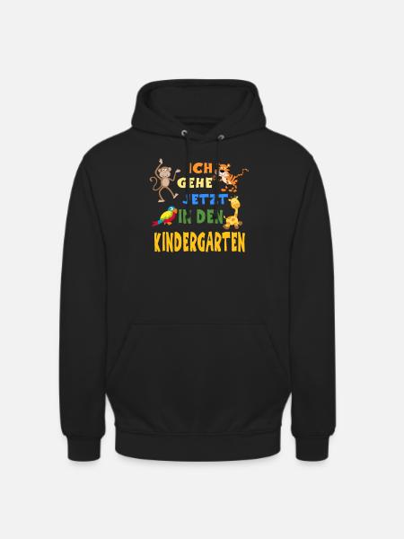 Børnehave kita zoo abe tiger giraf papegøje - Hættetrøje unisex - sort