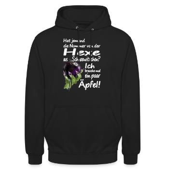 Böse Hexe Apfel Märchen Rache Eifersucht Spruch - Unisex Hoodie - Schwarz - Vorne - Alina (178cm) & Michal (187cm)