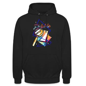Philatélie polygone - Sweat-shirt à capuche unisexe - noir - Devant - Alina (178cm) & Michal (187cm)