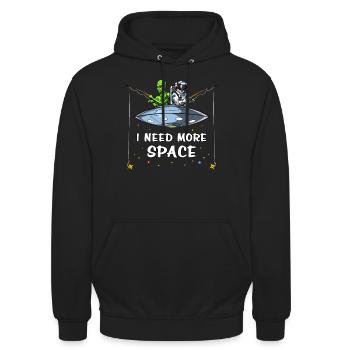Space Alien Astronaut Fishing Funny Cosmic - Unisex Hoodie - Schwarz - Vorne - Alina (178cm) & Michal (187cm)